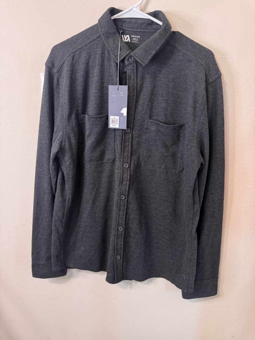 Men's Long-Sleeve Button-Up Shirt - Charcoal Gray VRST